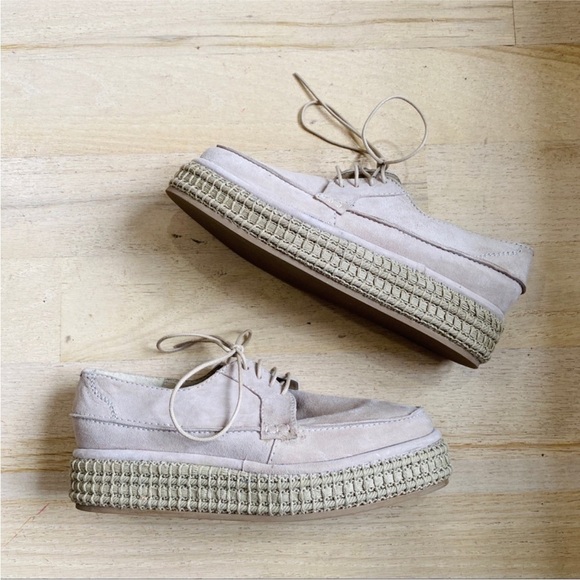 Rachel Comey Braided Reeves Platform Oxford Suede Espadrilles Thistle Beige - Picture 3 of 6